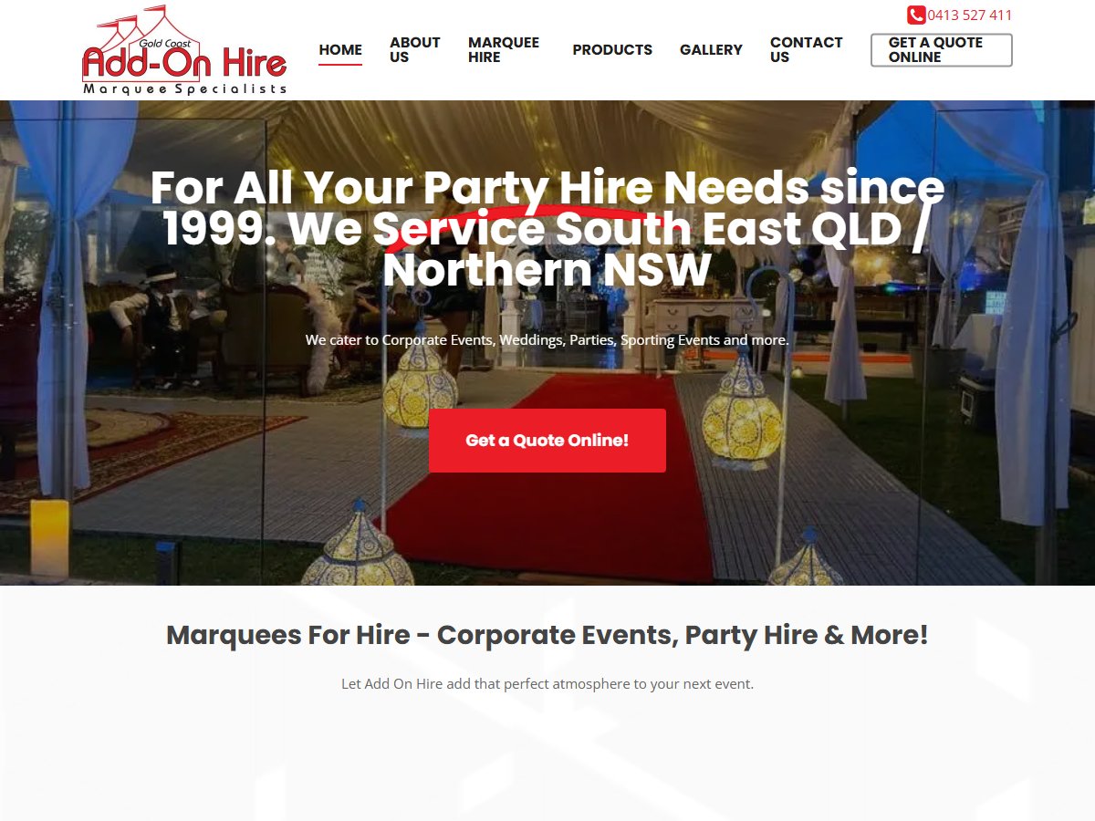 Add On Hire – Marquee Hire Gold Coast